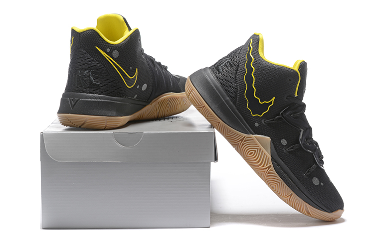 Men Nike Kyrie Irving V Black Yellow Brown Shoes